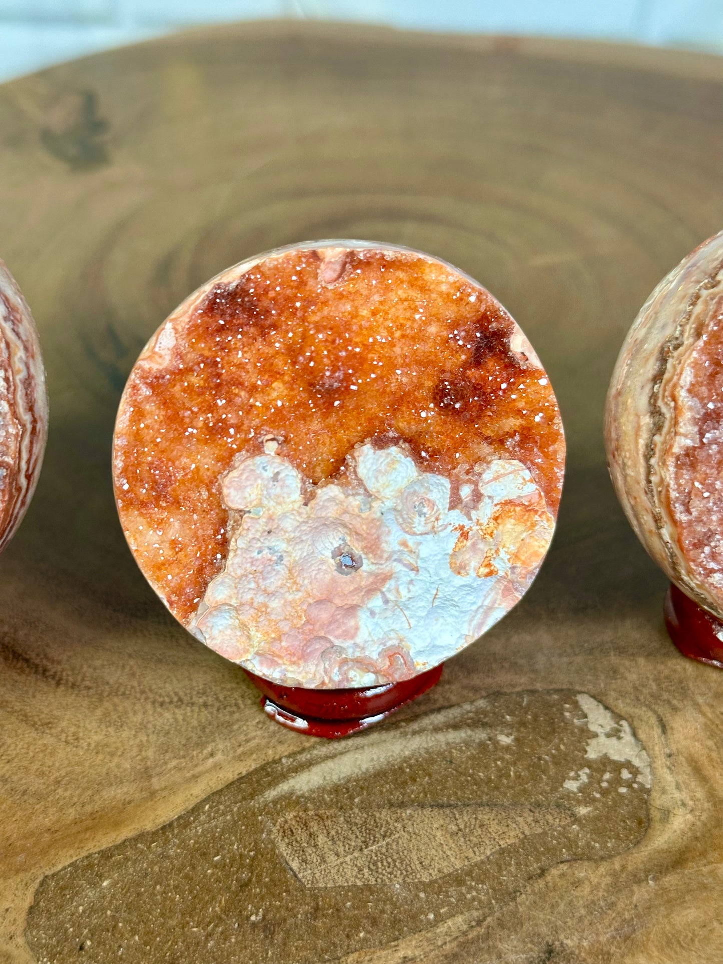 Pink Crazy Lace Druzy Half Spheres
