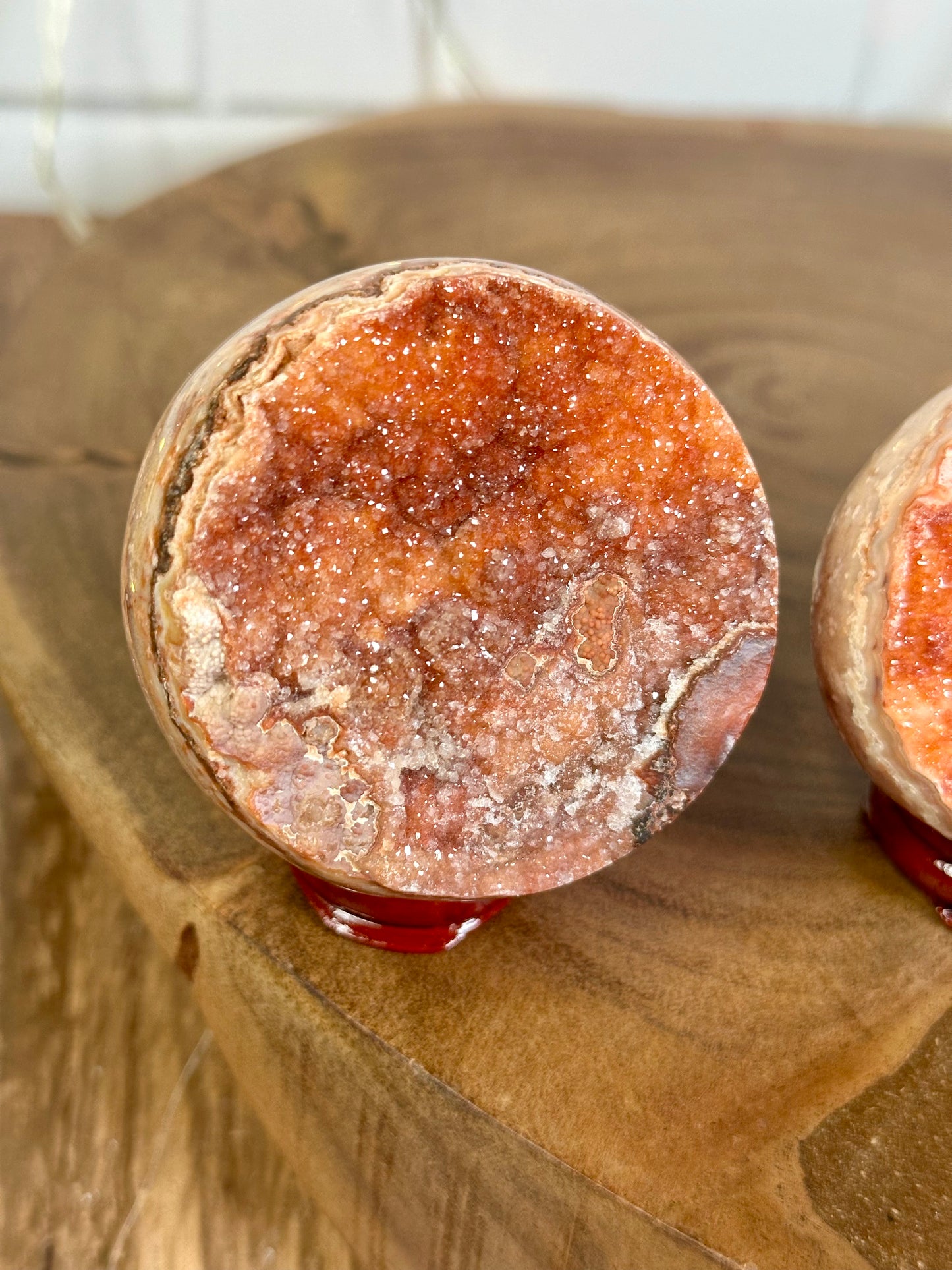 Pink Crazy Lace Druzy Half Spheres