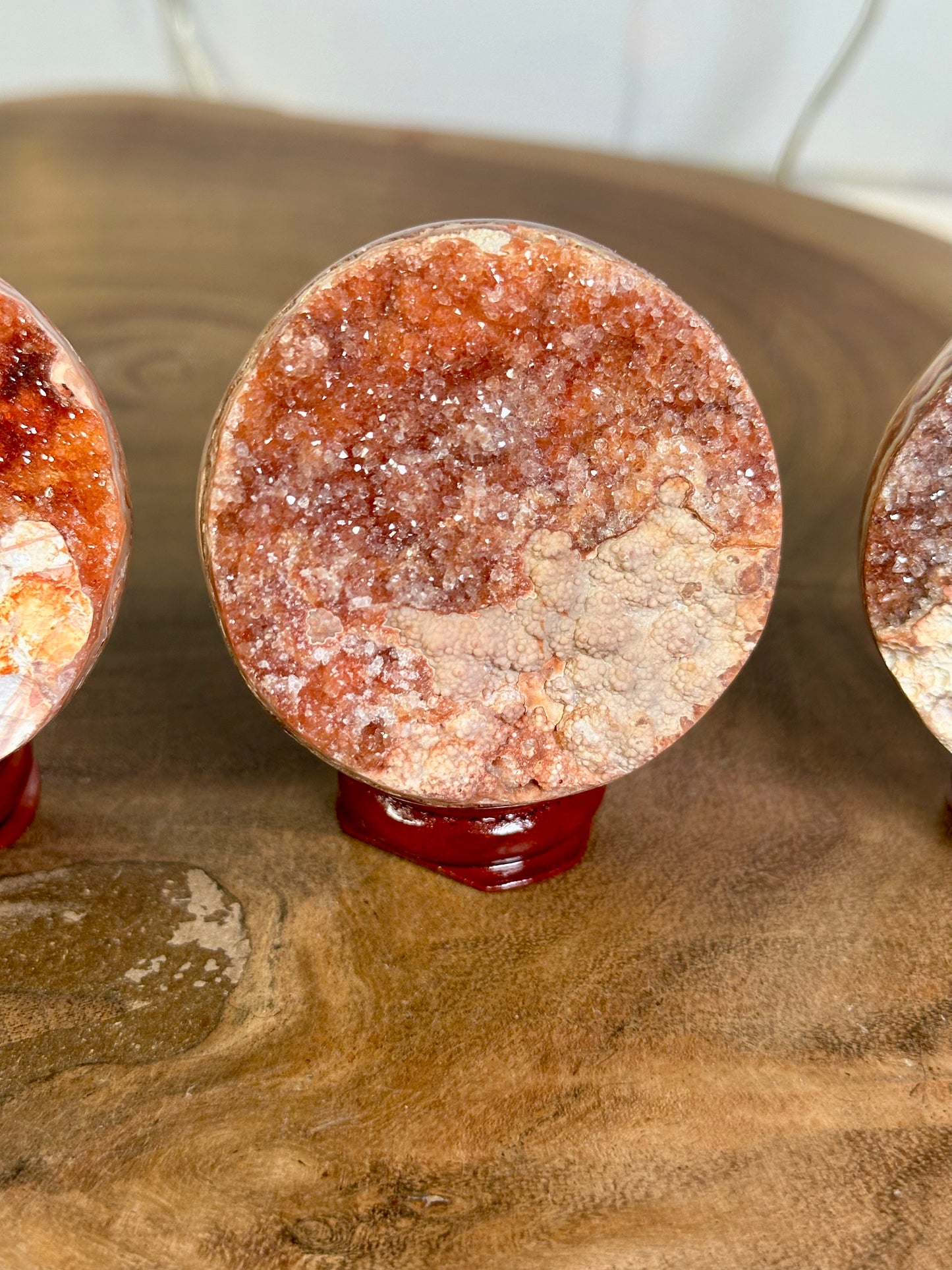 Pink Crazy Lace Druzy Half Spheres
