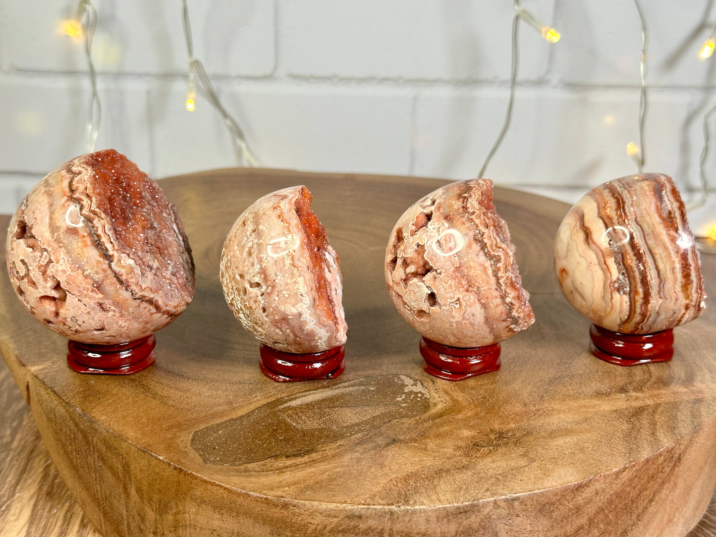 Pink Crazy Lace Druzy Half Spheres