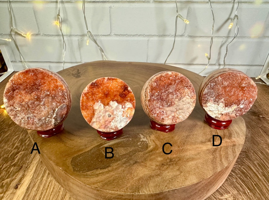 Pink Crazy Lace Druzy Half Spheres