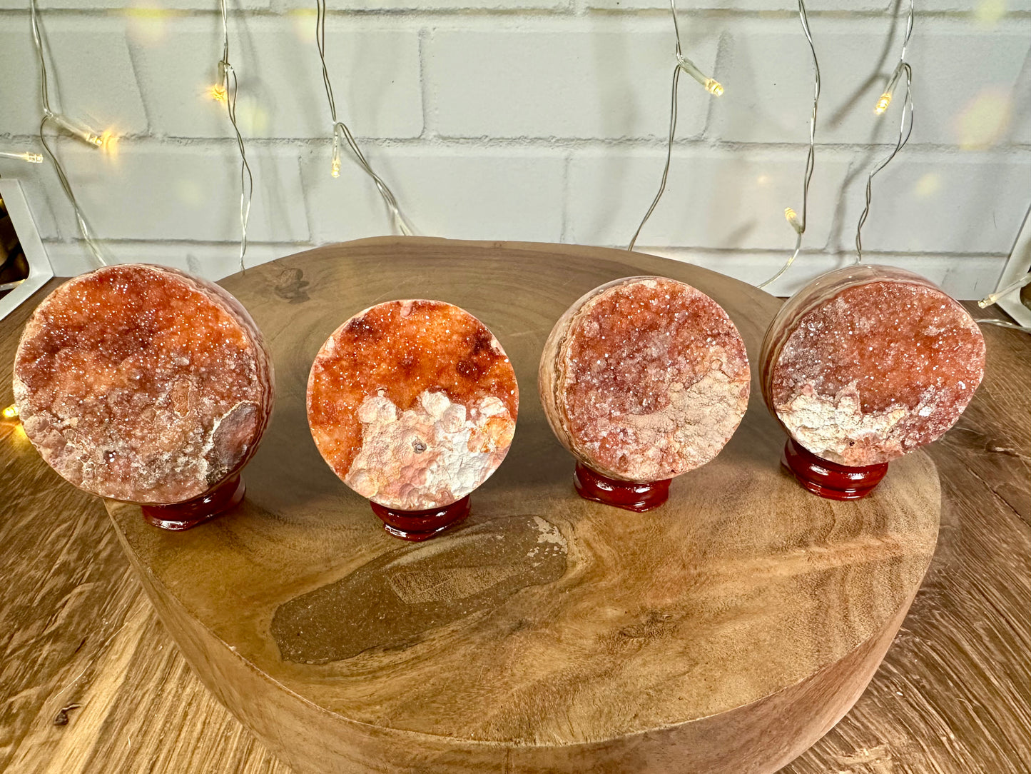 Pink Crazy Lace Druzy Half Spheres