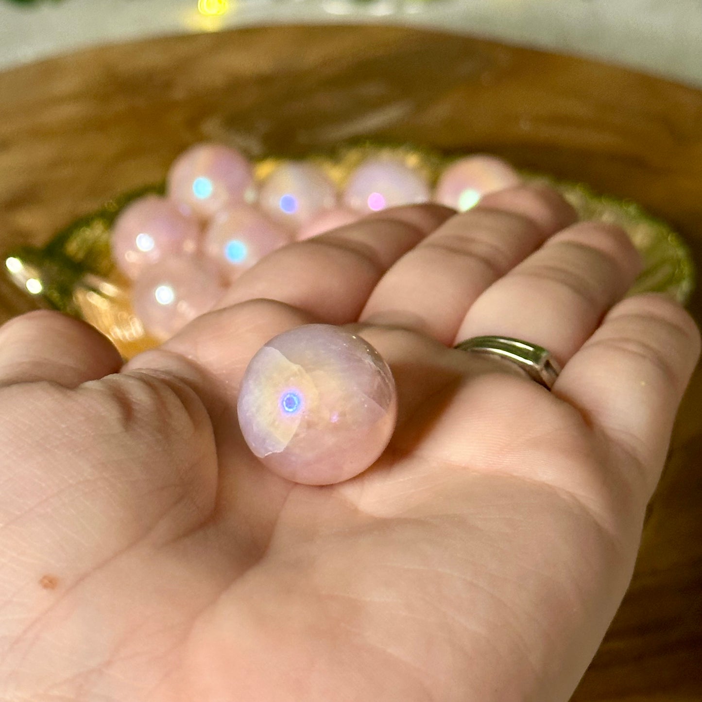 Mini Aura Rose Quartz Sphere