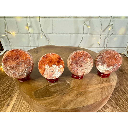 Pink Crazy Lace Druzy Half Spheres