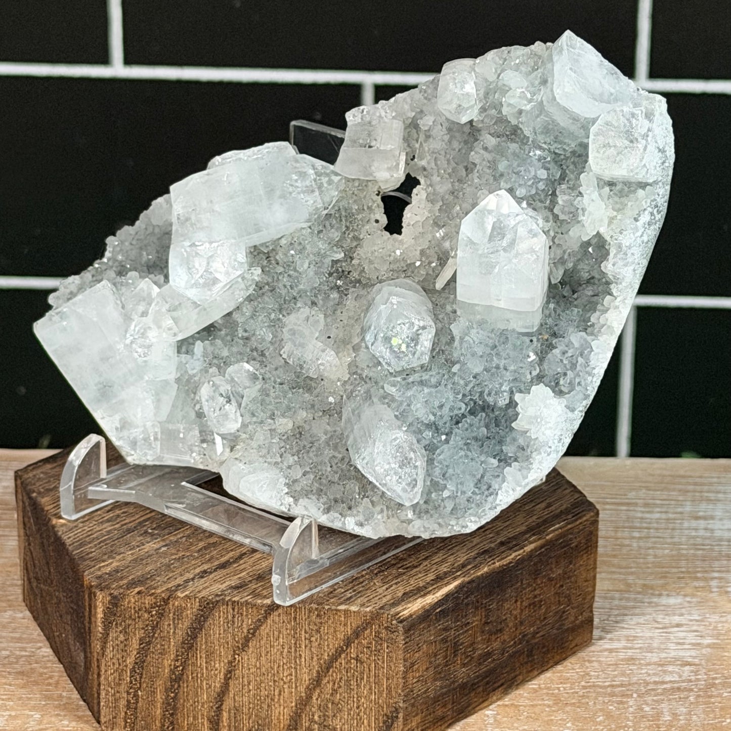 Apophyllite on Chalcedony