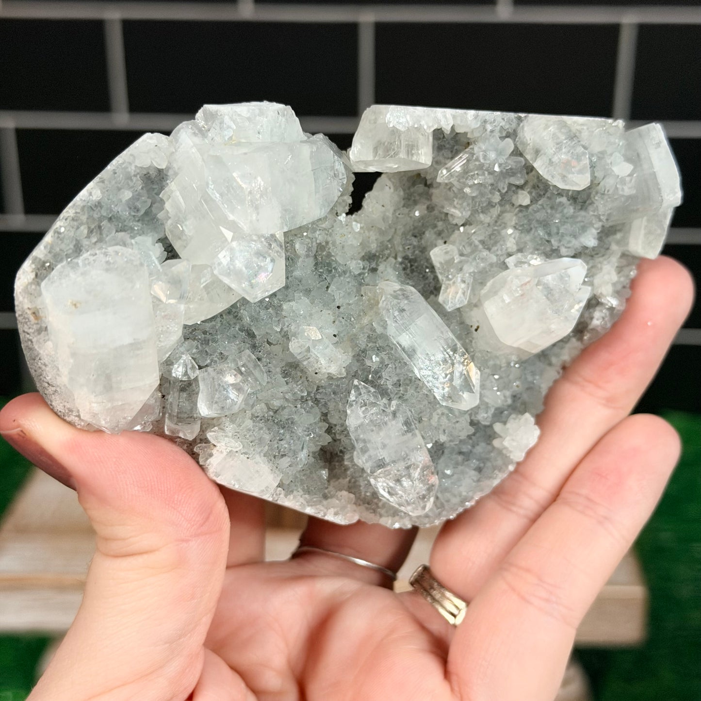 Apophyllite on Chalcedony