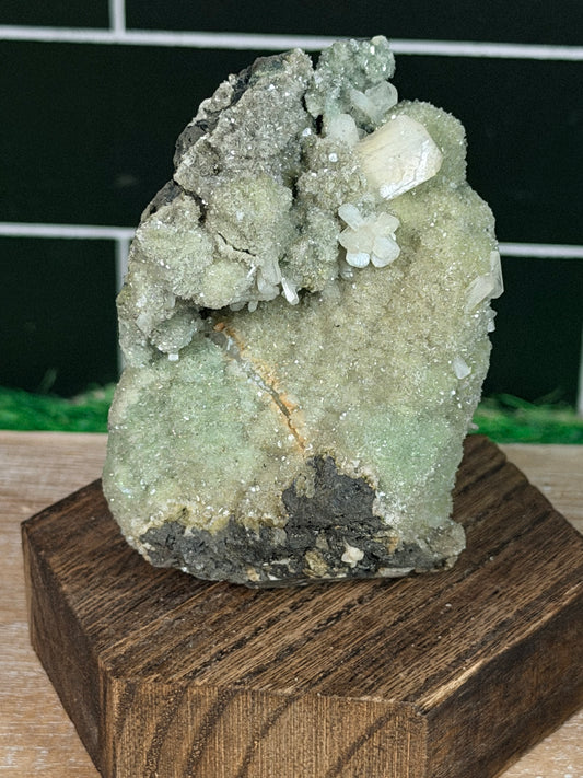 Green Chalcedony Coated Calcite