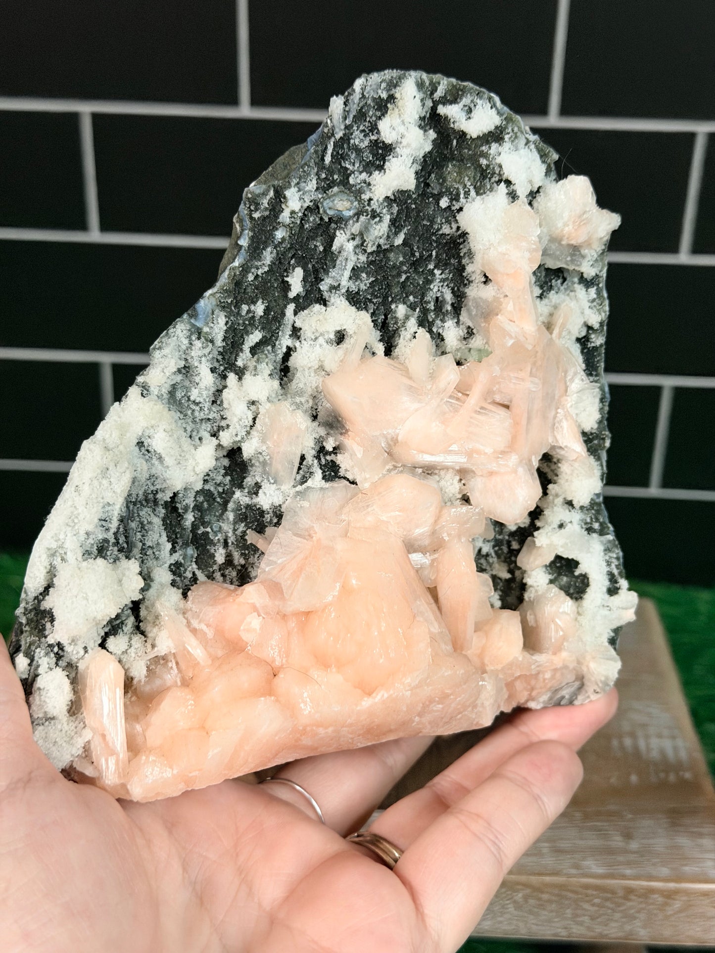 Black Chalcedony Peach Stilbite Prehnite