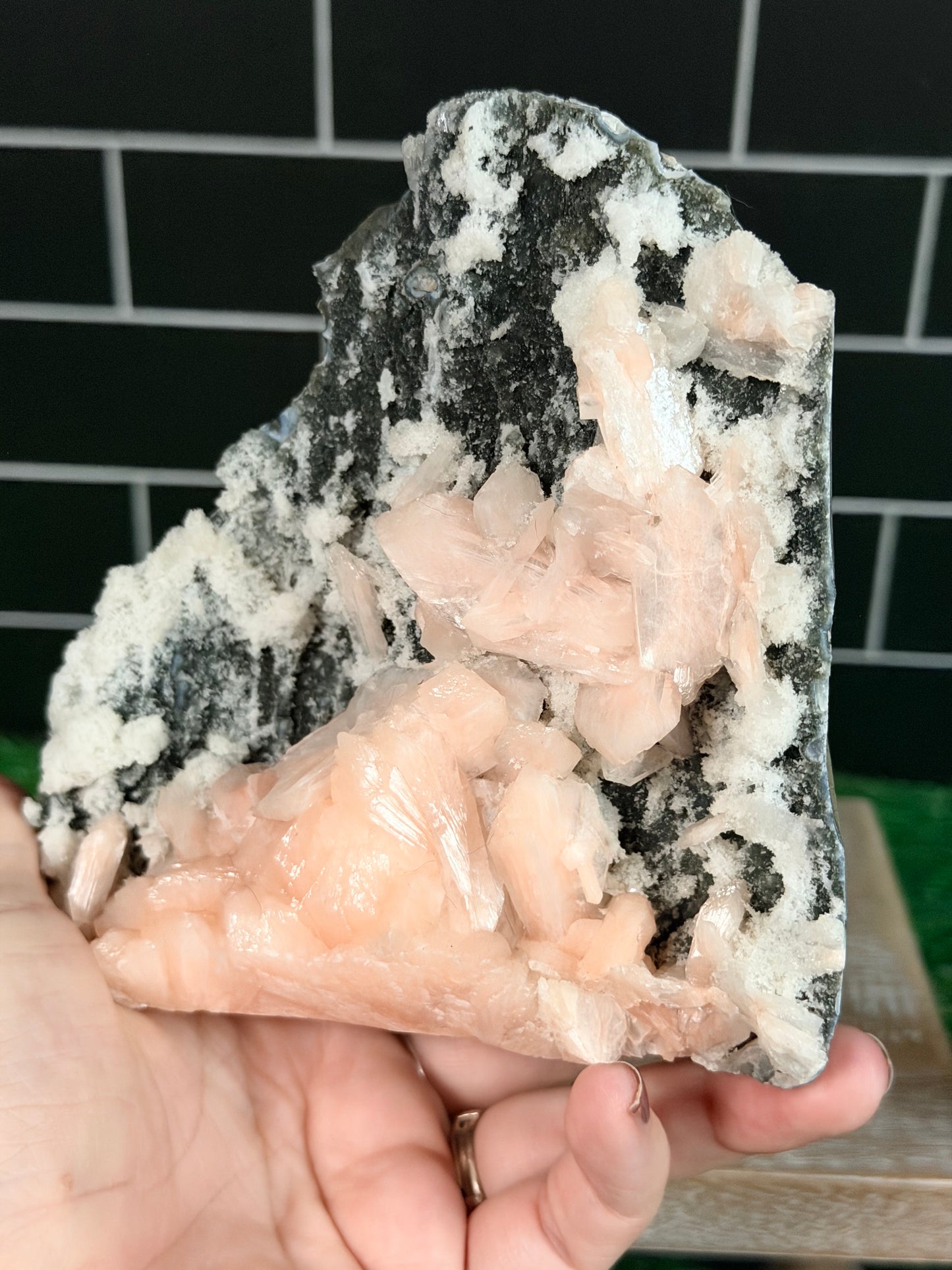 Black Chalcedony Peach Stilbite Prehnite