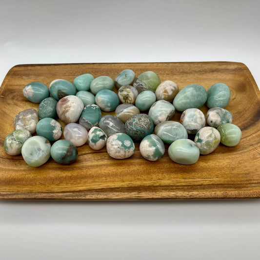 Green Flower Agate Tumbles